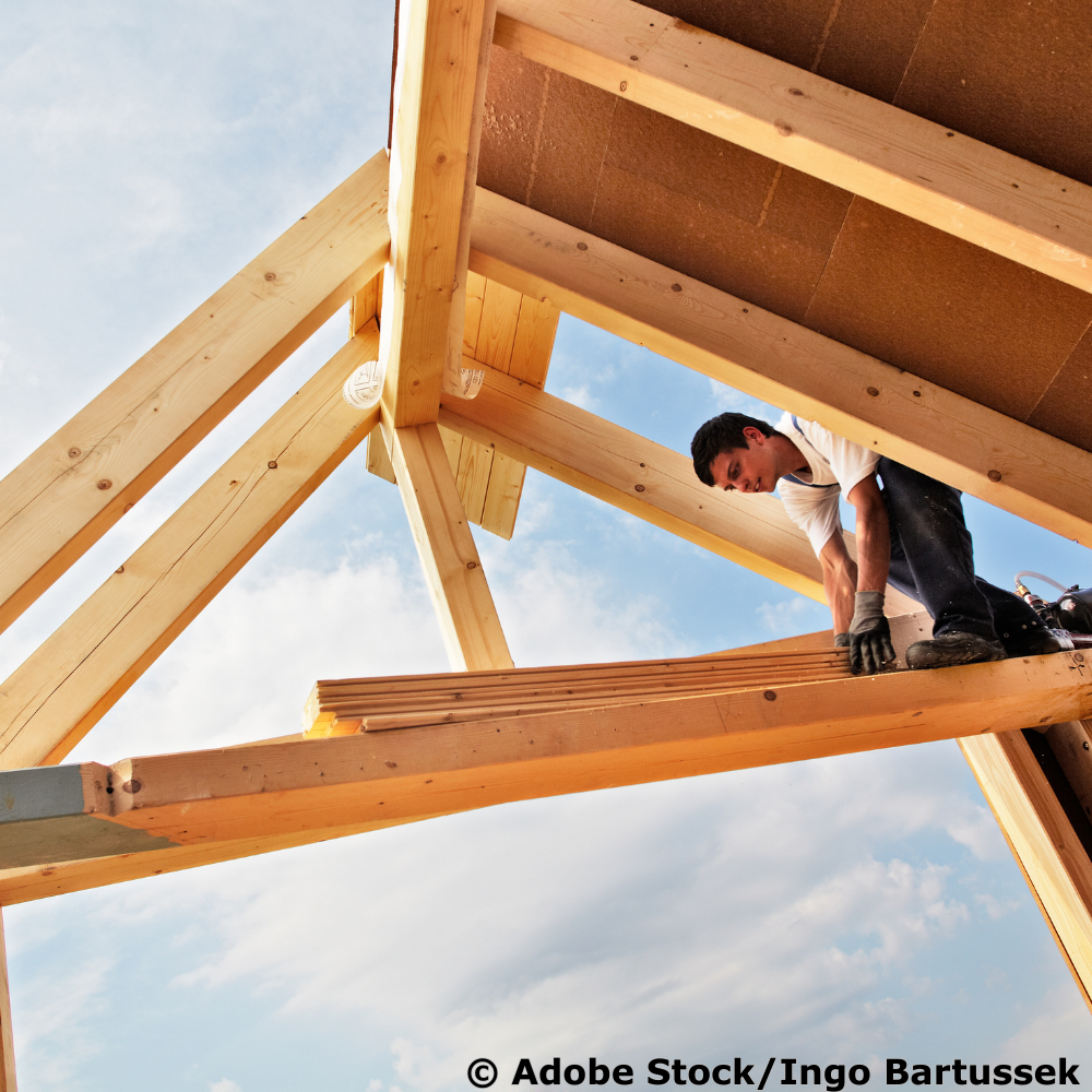 Dachkonstruktion aus Holz.
