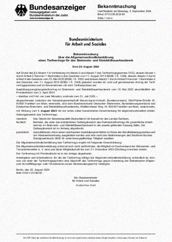 Tarifvertrag für das Steinmetz- und Steinbildhauerhandwerk