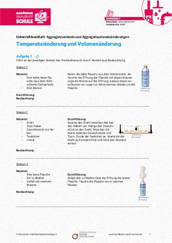 Temperaturänderung und Volumenänderung Temperaturänderung und Volumenänderung