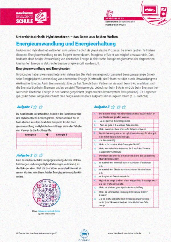 Energieumwandlung und Energieerhaltung