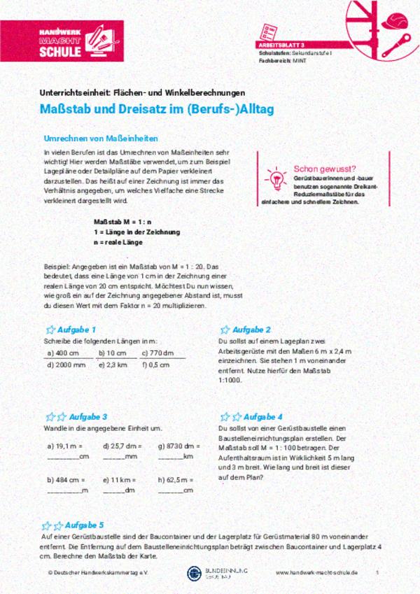 Maßstab und Dreisatz Maßstab und Dreisatz