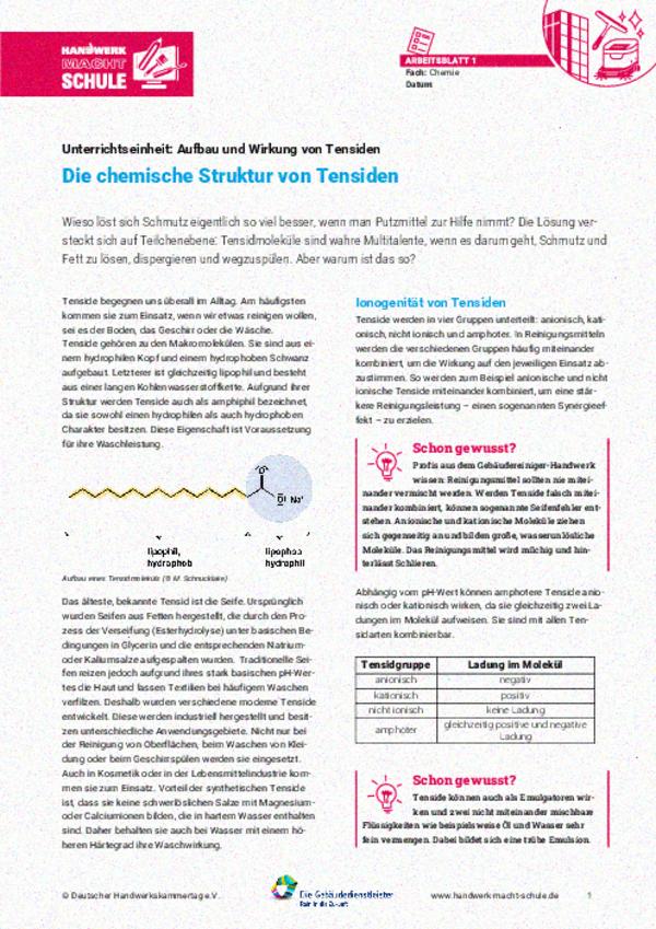 Die chemische Struktur von Tensiden