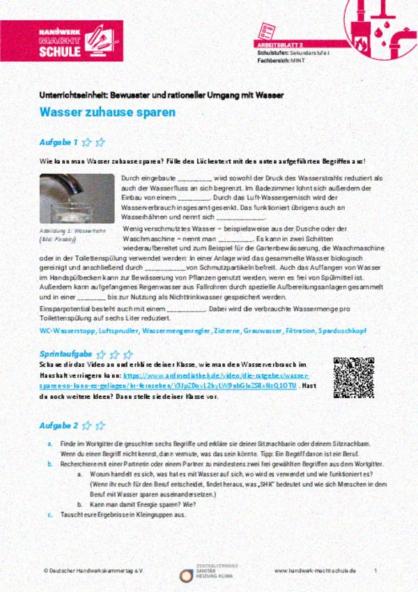 Wasser zuhause sparen