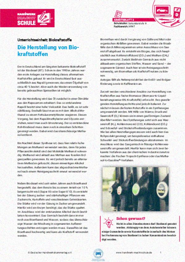 Die Herstellung von Biokraftstoffen