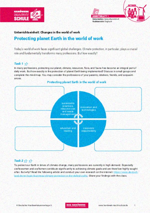 Protecting planet Earth in the world of work Protecting planet Earth in the world of work