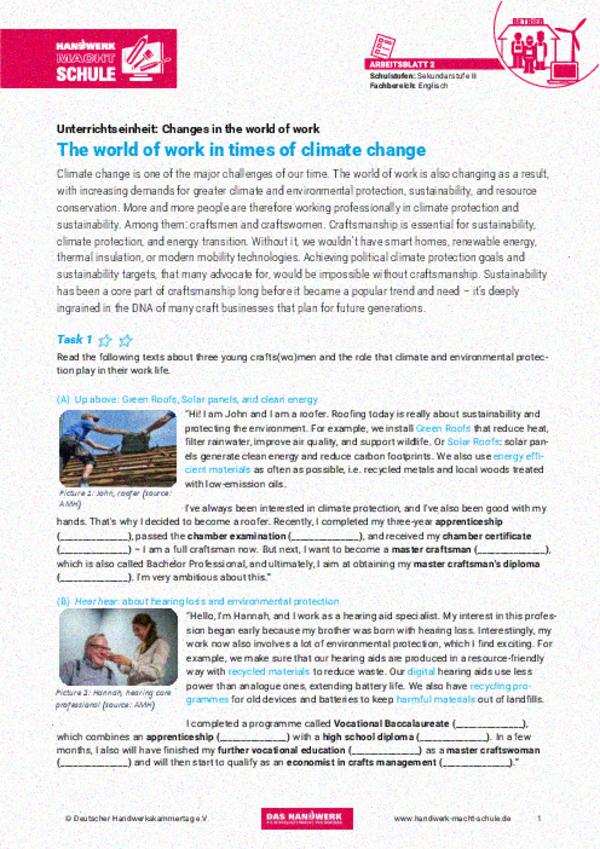 The world of work in times of climate change The world of work in times of climate change