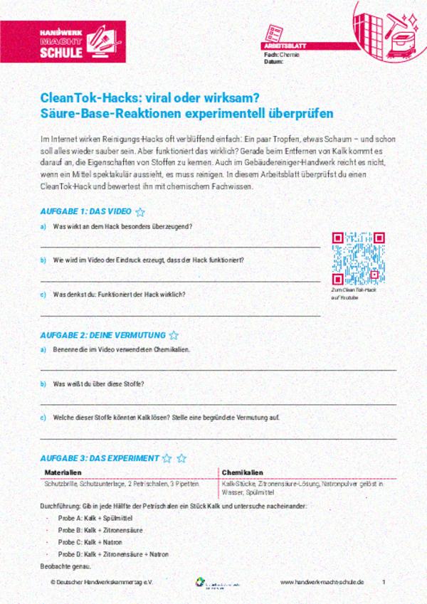 CleanTok: Säure-Base-Reaktionen im Experiment CleanTok: Säure-Base-Reaktionen im Experiment