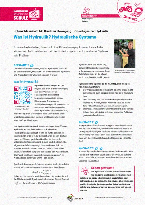 Was ist Hydraulik? Hydraulische Systeme Was ist Hydraulik? Hydraulische Systeme