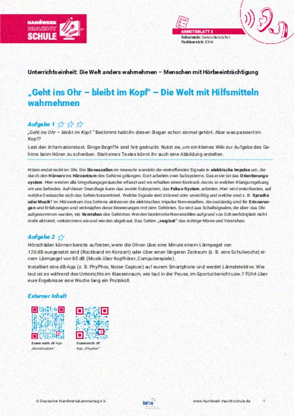 "Geht ins Ohr, bleibt im Kopf" – Die Welt mit Hilfsmitteln wahrnehmen