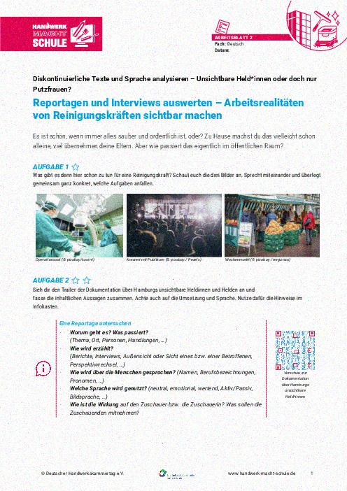 Reportagen und Interviews auswerten – Arbeitsrealitäten von Reinigungskräften sichtbar machen Reportagen und Interviews auswerten – Arbeitsrealitäten von Reinigungskräften sichtbar machen