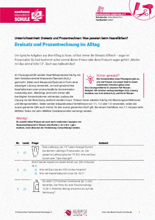 Dreisatz und Prozentrechnung