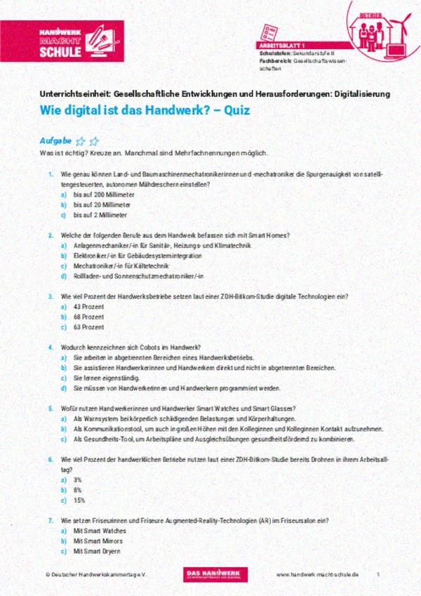 Wie digital ist das Handwerk? – Quiz