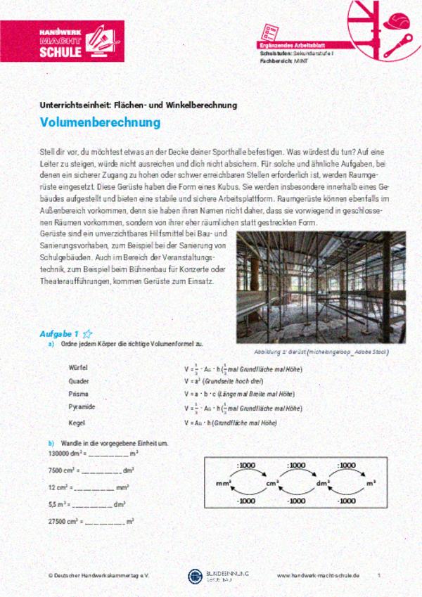 Volumenberechnung Volumenberechnung