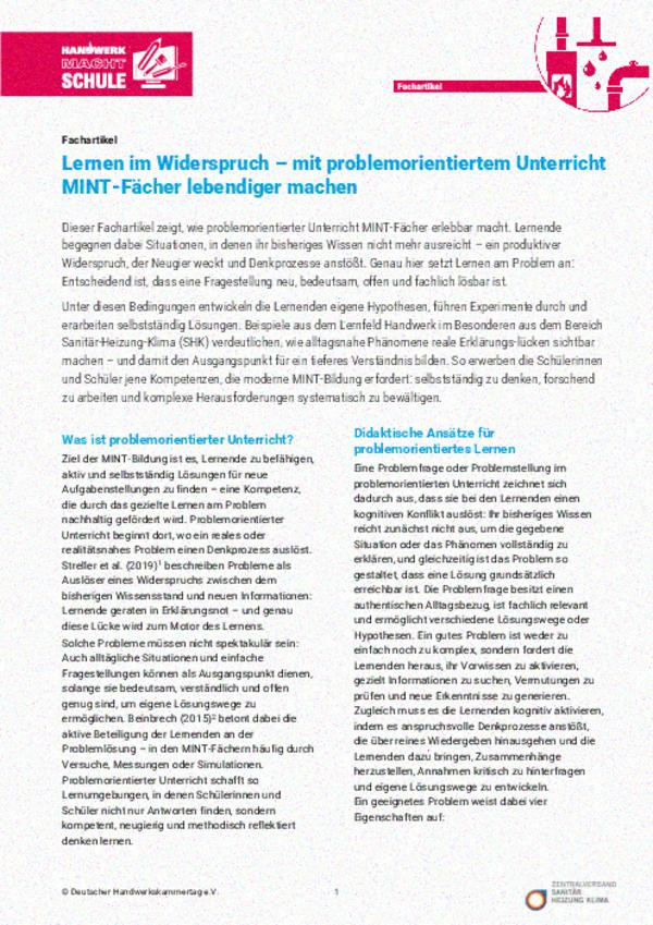 Problemorientierten MINT-Unterricht gestalten