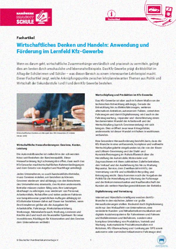 Wirtschaftliches Denken und Handeln fördern