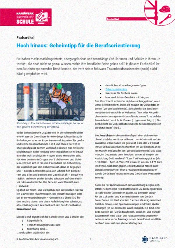 Hoch hinaus – Ein Geheimtipp für die Berufsorientierung