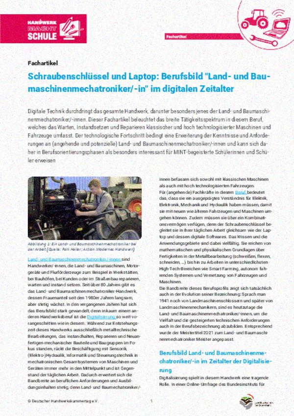 Werkzeug trifft Digitalisierung – Berufsfeld LandBauTechnik