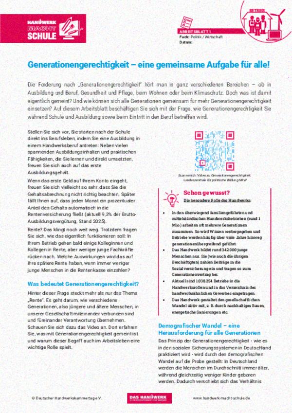 Generationengerechtigkeit – eine gemeinsame Aufgabe für alle!
