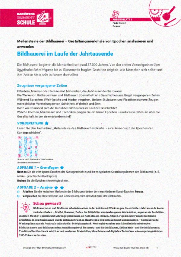 Bildhauerei im Laufe der Jahrtausende