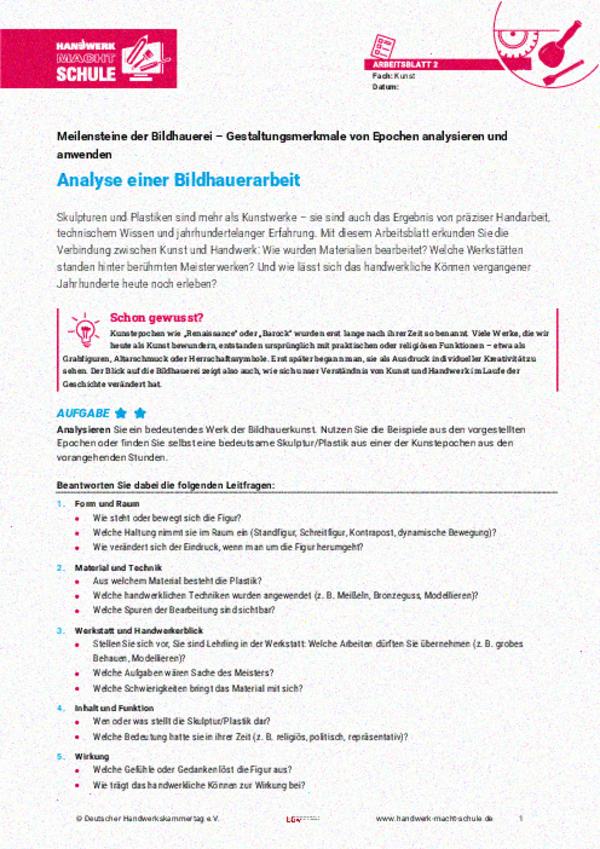 Analyse einer Bildhauerarbeit