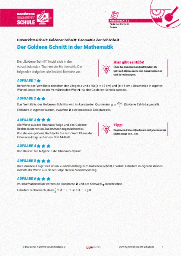 Der Goldene Schnitt in der Mathematik