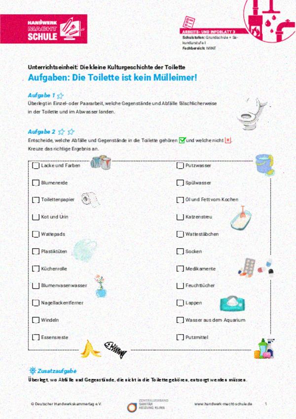 Die Toilette ist kein Mülleimer