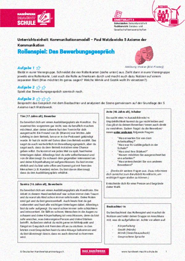 Rollenspiel – Das Bewerbungsgespräch Rollenspiel – Das Bewerbungsgespräch