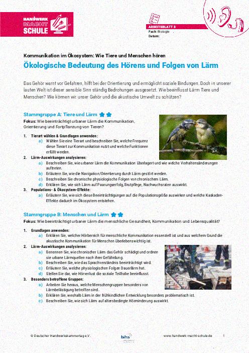 Ökologische Bedeutung des Hörens und Folgen von Lärm