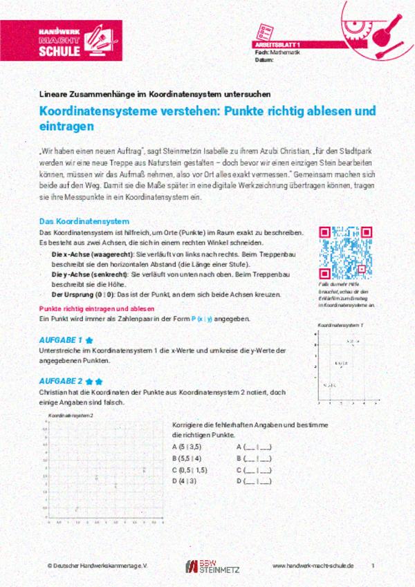 Punkte ablesen und eintragen Punkte ablesen und eintragen