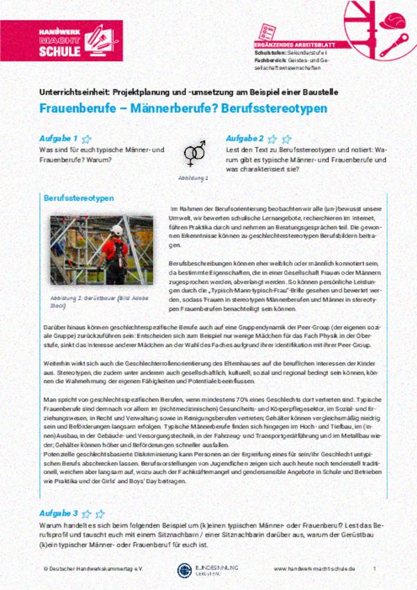 Frauenberufe – Männerberufe? Berufsstereotype Frauenberufe – Männerberufe? Berufsstereotype