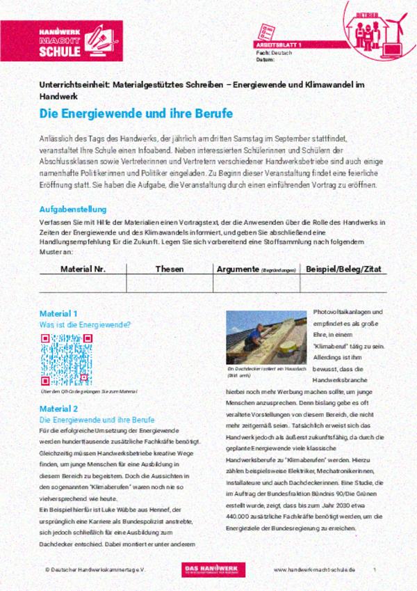 Die Energiewende und ihre Berufe