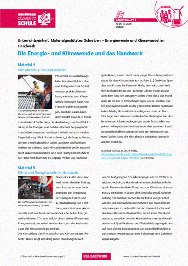 Die Energie- und Klimawende und das Handwerk