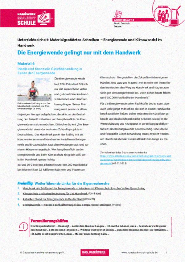 Die Energiewende kann nur mit dem Handwerk gelingen