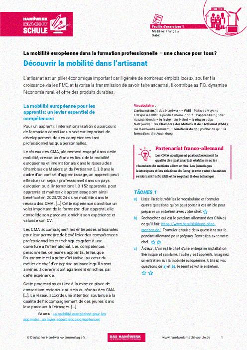 Découvrir la mobilité dans l’artisanat Découvrir la mobilité dans l’artisanat