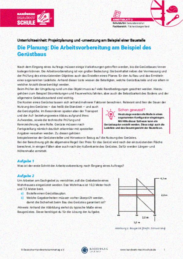 Die Planung am Beispiel des Gerüstbaus