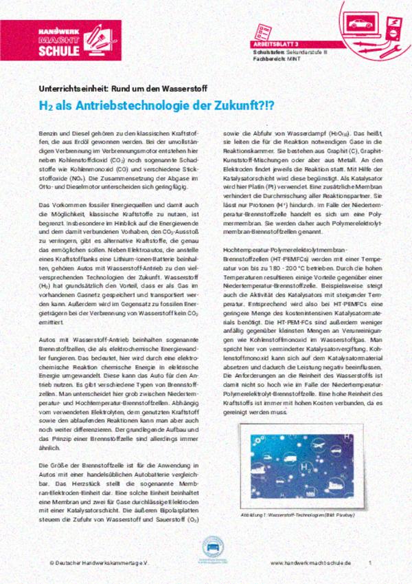 Wasserstoff als Antriebstechnologie der Zukunft?!