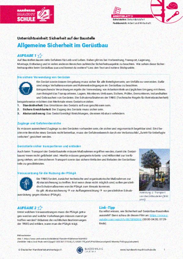 Allgemeine Sicherheit im Gerüstbau