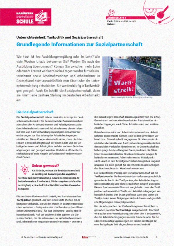 Grundlegende Informationen zur Sozialpartnerschaft