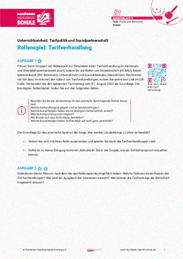 Rollenspiel zu Tarifverhandlungen