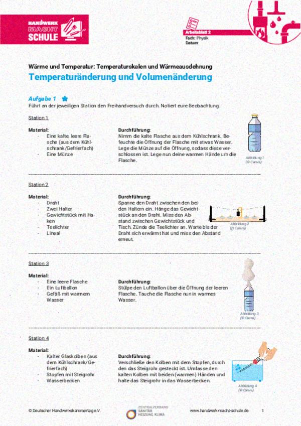 Temperaturänderung und Volumenänderung