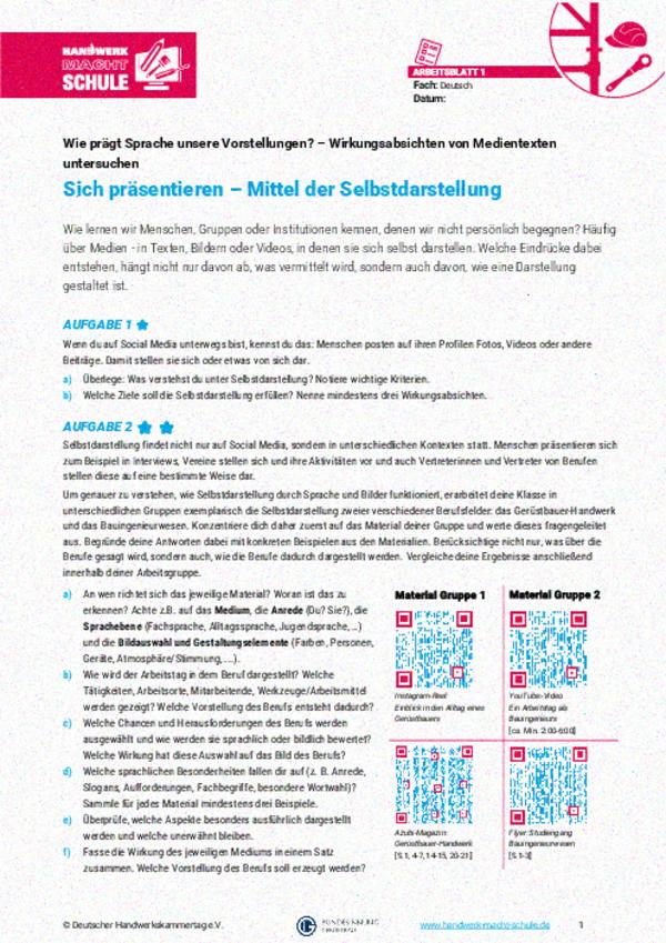 Sich präsentieren – Mittel der Selbstdarstellung