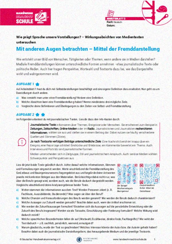Mit anderen Augen betrachten – Mittel der Fremddarstellung